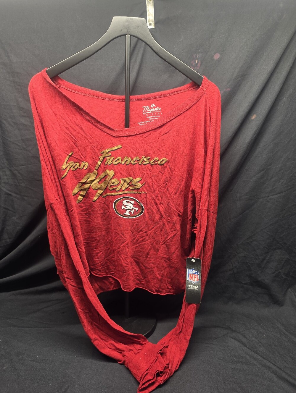 NWT Women’s Majestic Threads San Francisco 49ers Long Sleeve Shirt 2XL Red